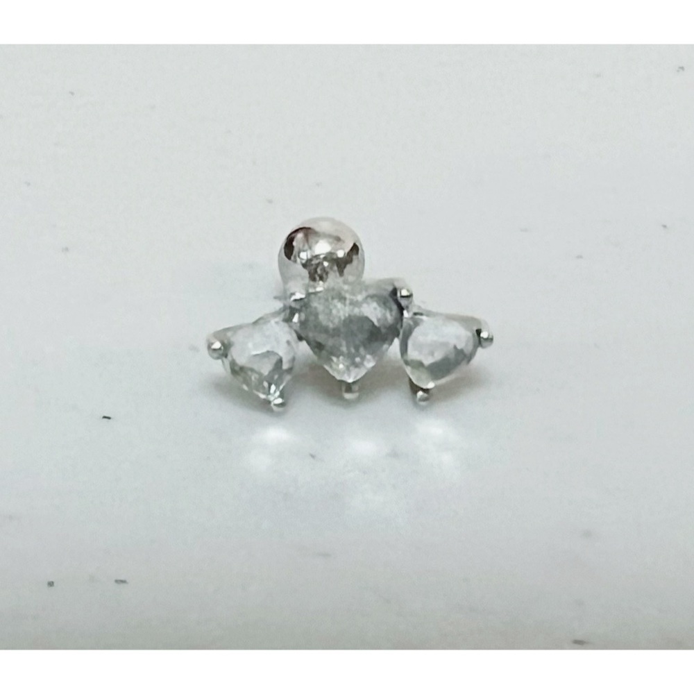 Silver Diamond Heart Trio Helix Tragus Earring Stud Post Body Jewelry #Silver View 2